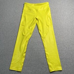 Zyia Active Leggings Womens 6-8 Neon Metallic Yellow Pocket Stretch  Light Tight